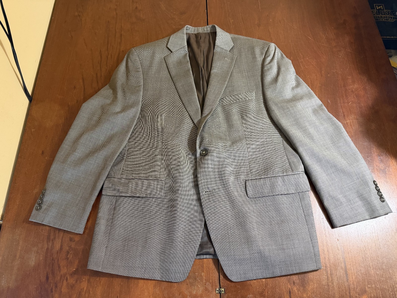 2025 CALVIN KLEIN Brown Nailhead Full Suit 42S Wool