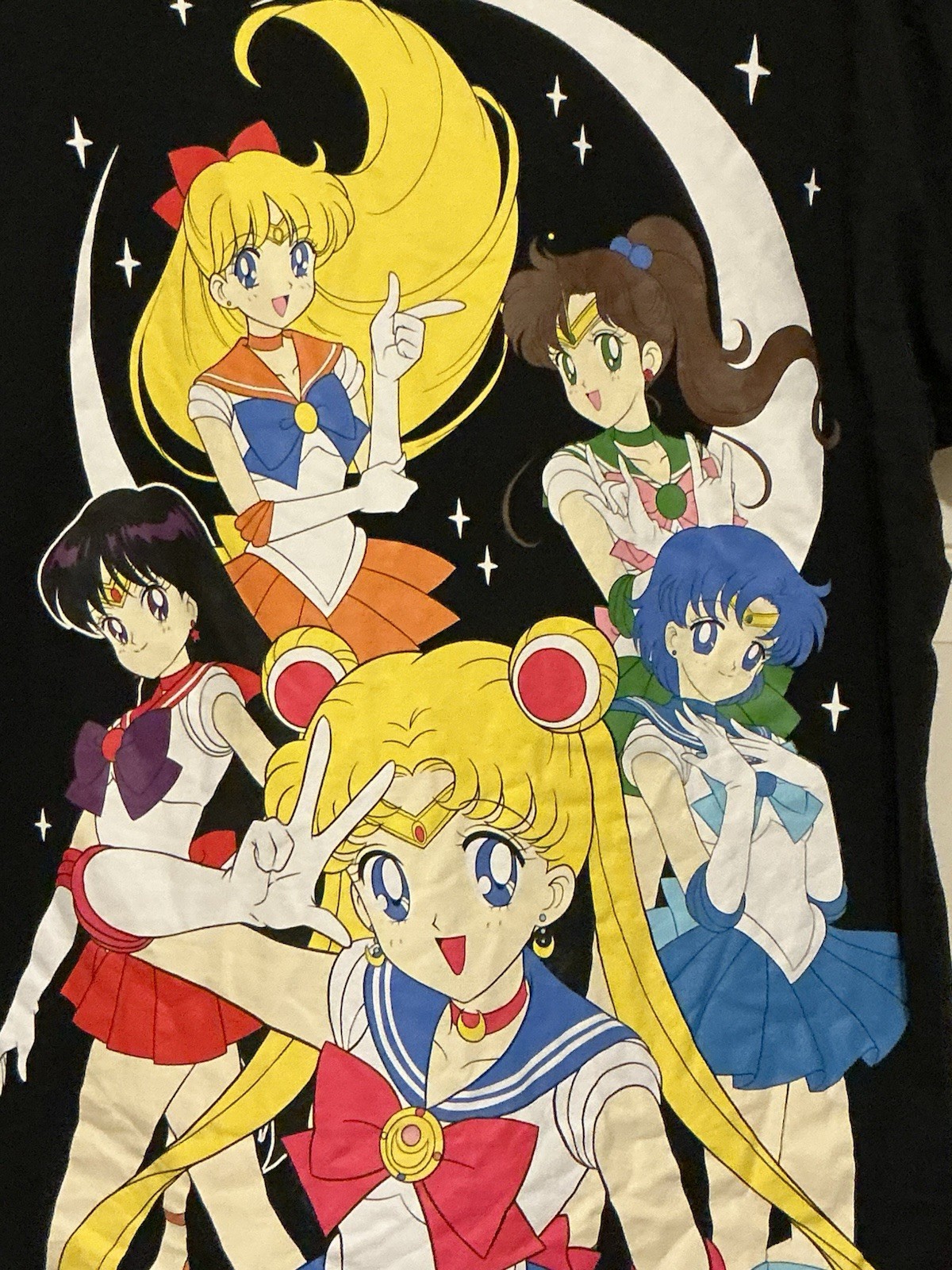 Official Sailor Moon Anime Graphic T Shirt Size Large Black Manga Tee