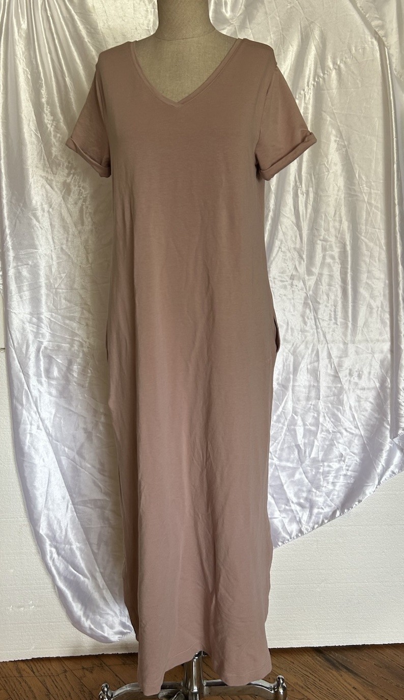 Pure J Jill Champagne Pink Dress Size Small T Shirt Dress Long Length Stretch