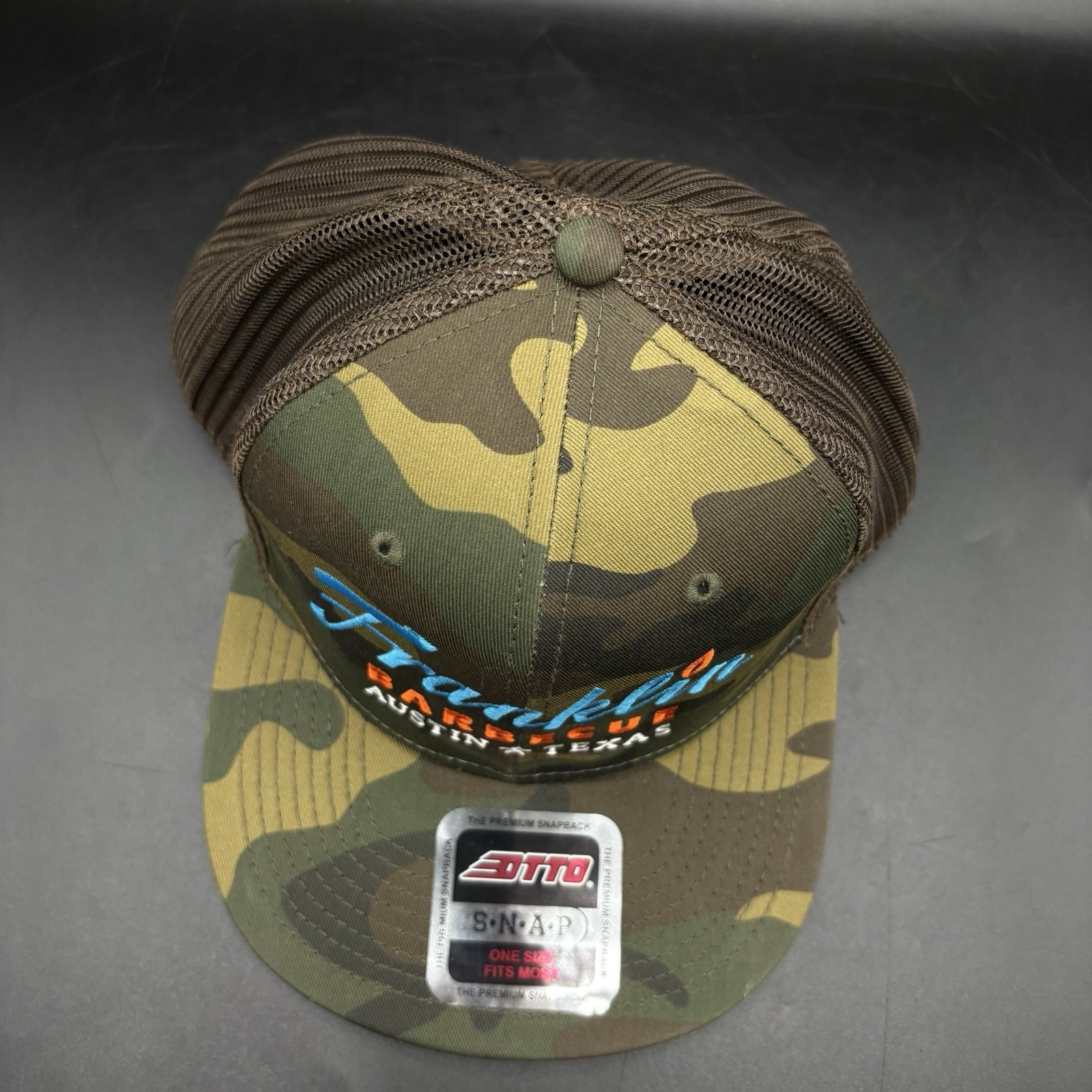 Franklin Barbecue Hat Cap Snap Back Camo Embroidered Austin Texas BBQ Otto