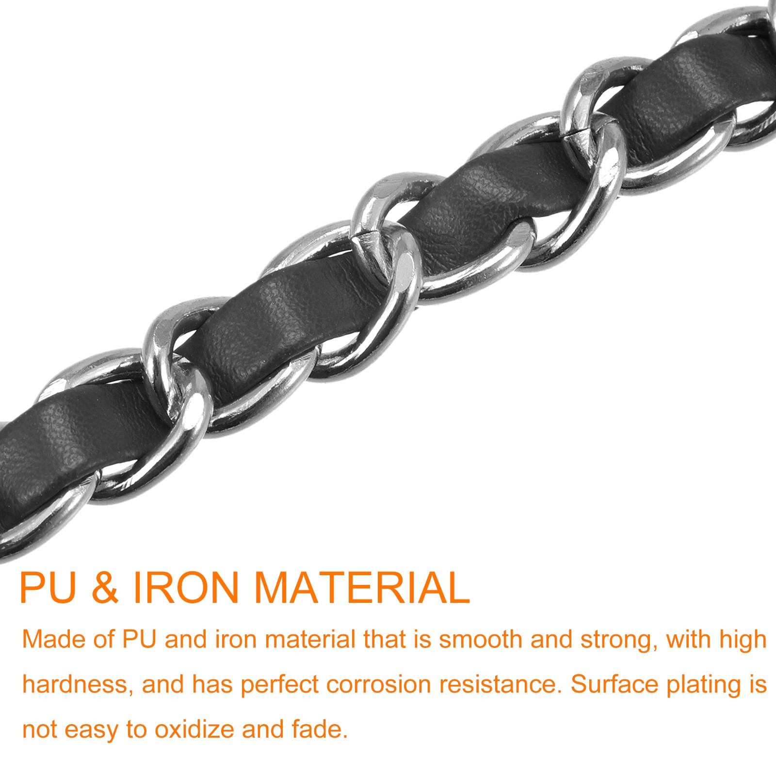 55″ Purse Chain Strap with Buckles for Shoulder and Cross Body Black Silver