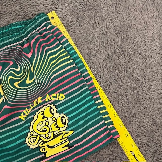 Killer Acid Board Shorts Mens Size XL No Bad Trips Green/Yellow Swim Santa Cruz
