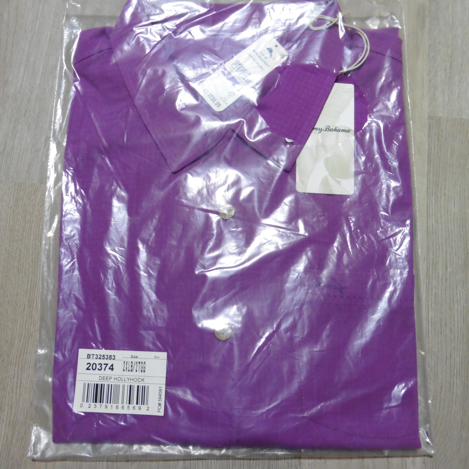 TOMMY BAHAMA Mens 2XLB 2XL BIG HAWAIIAN SHIRT COASTAL BREEZE SILK COOLMAX PURPLE