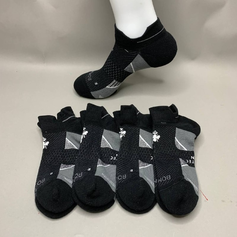 Bombas Unisex Running Ankle Socks 4 Pair Pack Black Gray Size M L XL New