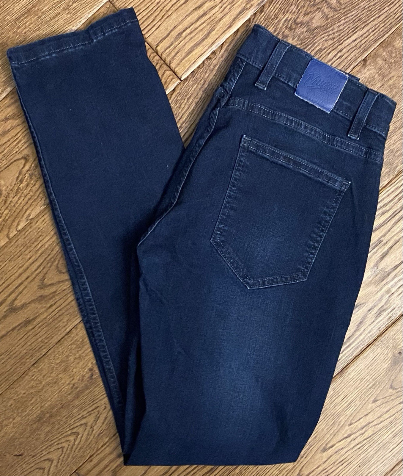 Mugsy Fultons Slim Mens Jeans 28 x 31 Dark Zip Fly Stretch (tag says 31×32)