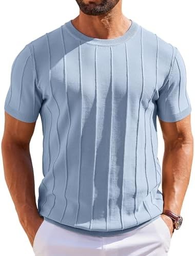 Coofandy T Shirt Soft Solid Mens Shirts Short Sleeve Knit Sweater Casual