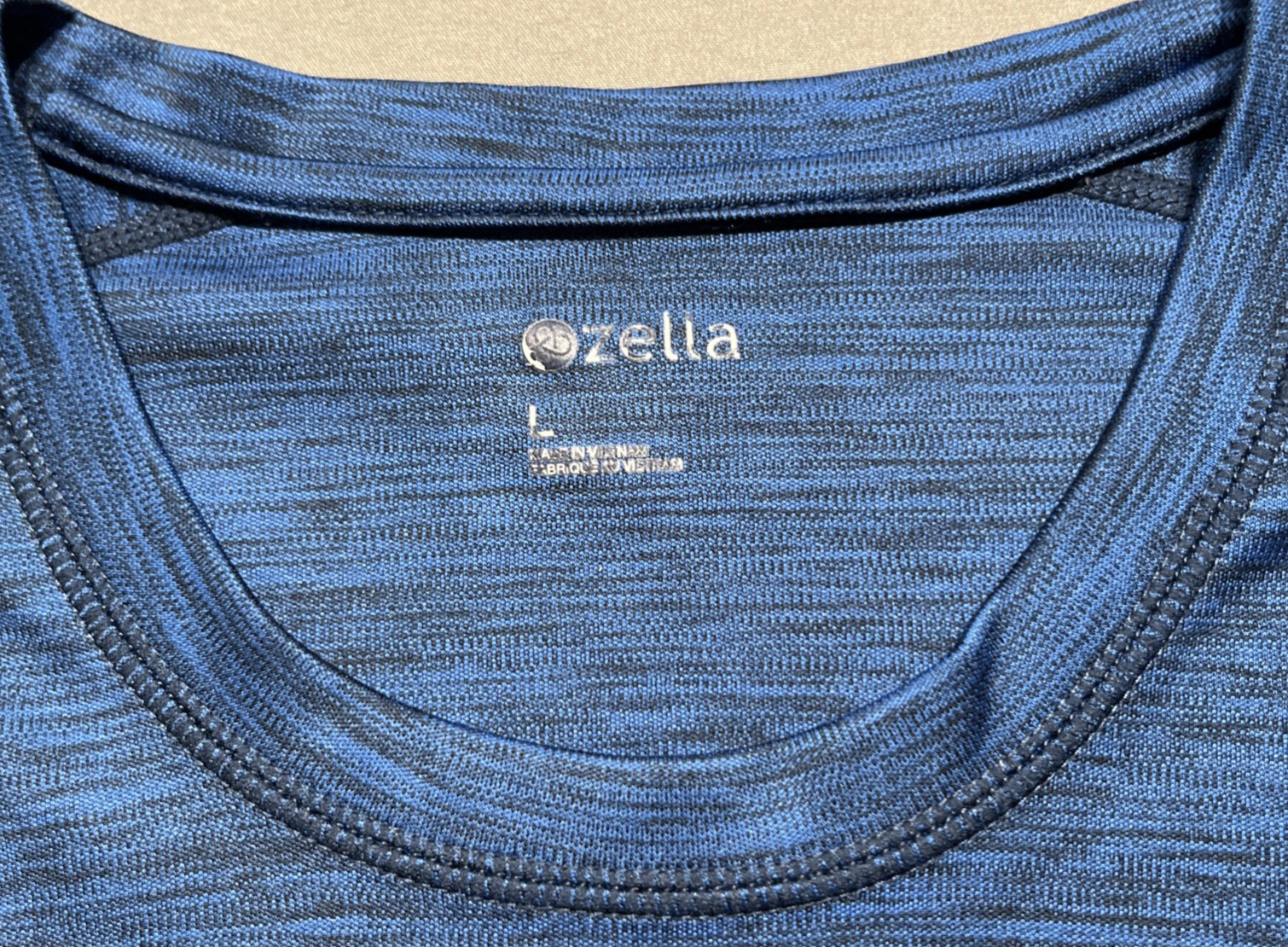 Zella Shirt Men Large Blue Performance Tee Top Exercise Work Out Gym Active Wear