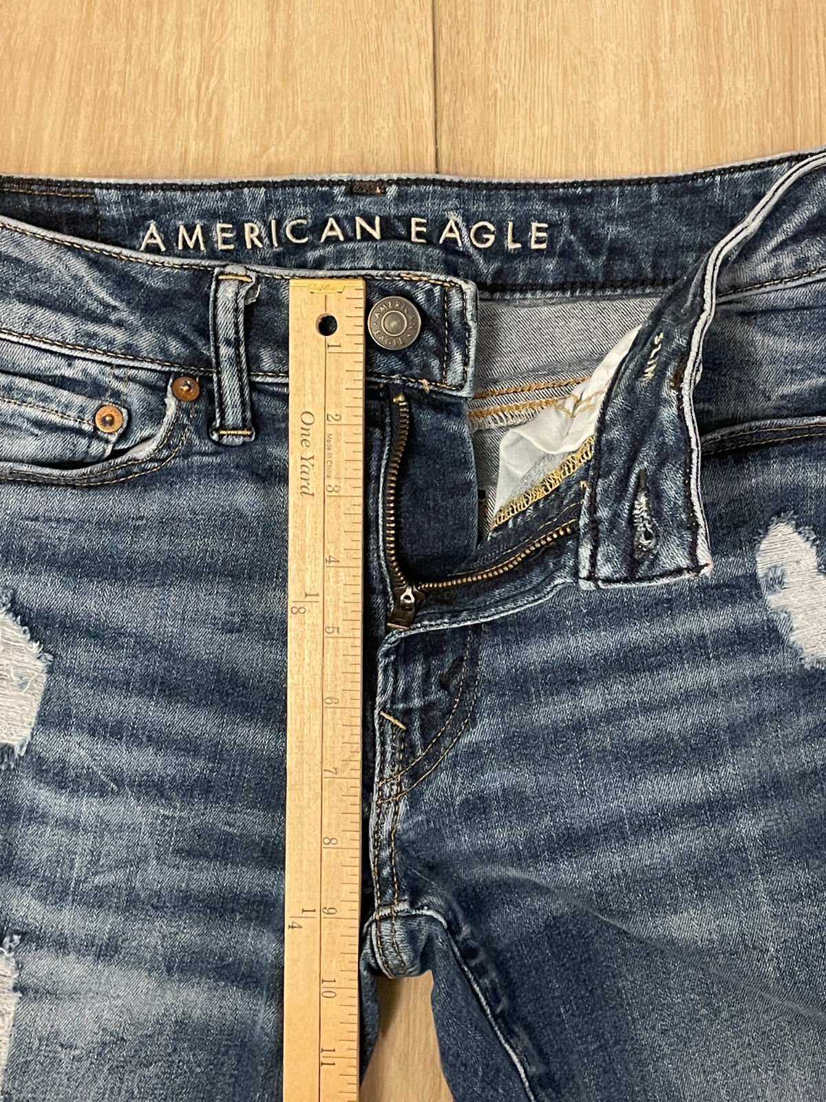 American Eagle Slim AirFlex + 360 Distressed Jeans-Men’s 29×34-Medium Wash