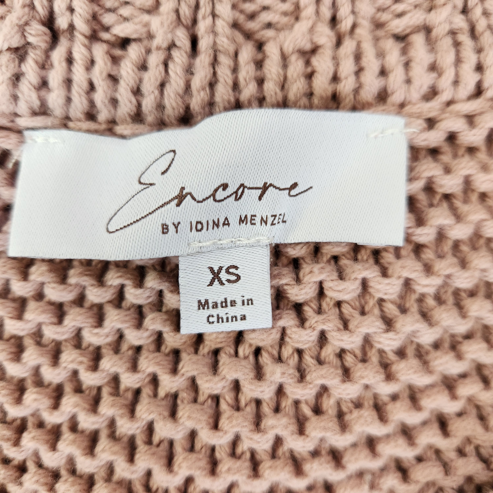 Encore by Idina Menzel Mixed Stitch V-Neck Sweater Dusty Pink X-Small Open Knit