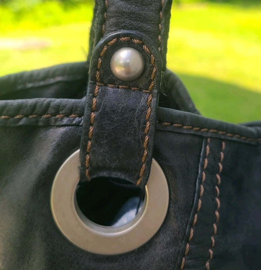 FOSSIL HATHAWAY Shoulder Bag Tote Satchel Purse Black Leather