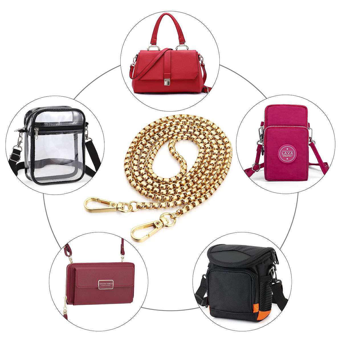 47″ Replacement Purse Chain Strap Handle Shoulder Crossbody Handbag Bag Metal