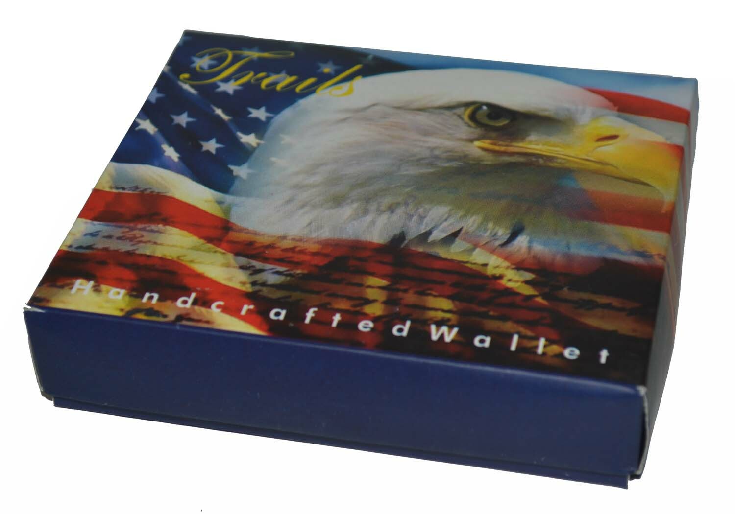 Leatherboss Men Bifold Exotic Wallet US American Flag Eagle with gift box