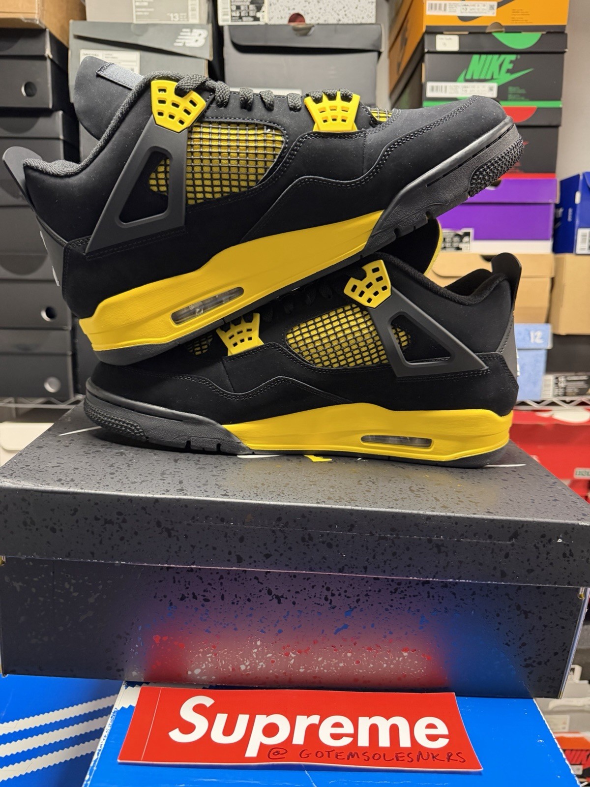 Nike Air Jordan 4 RETRO DH6927 017 BLACK YELLOW WHITE MENS Size 13 BRAND NEW