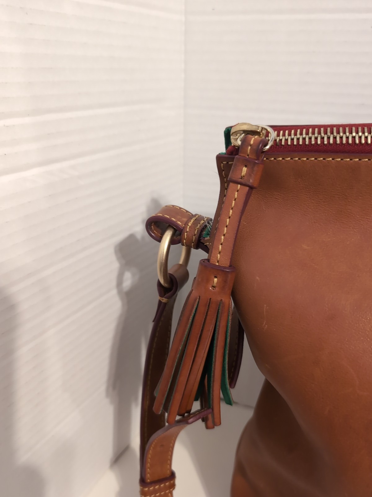 Dooney & Bourke Florentine Leather Dixon Hobo Crossbody Bag BROWN