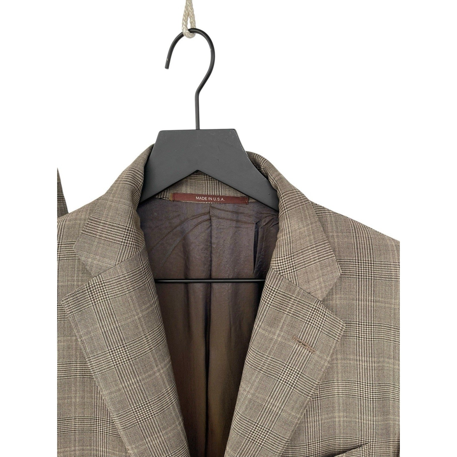 Vintage Hickey Freeman Suit Glen Plaid Worsted Wool Size 40R