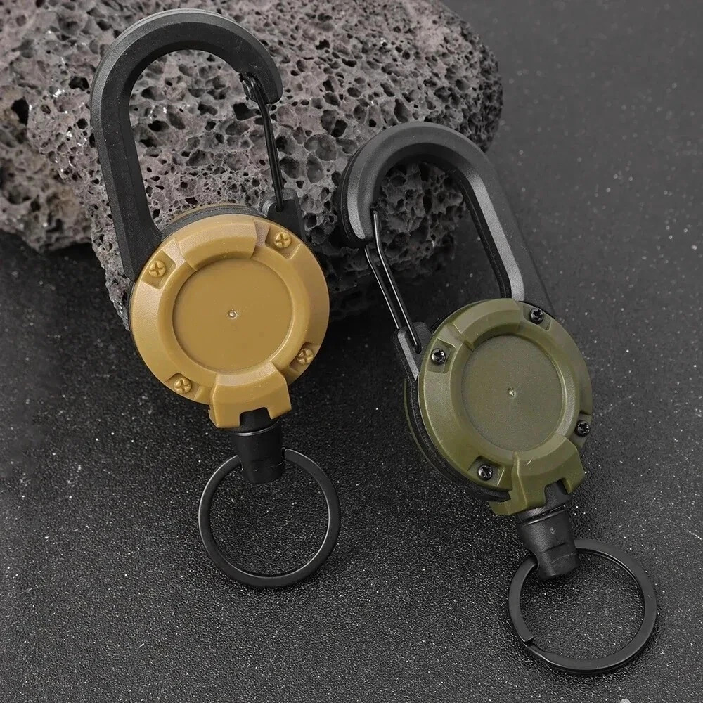 1/2/4Pcs Retractable Heavy Duty Carabiner Reel Keychain Steel Wire Badge Holder