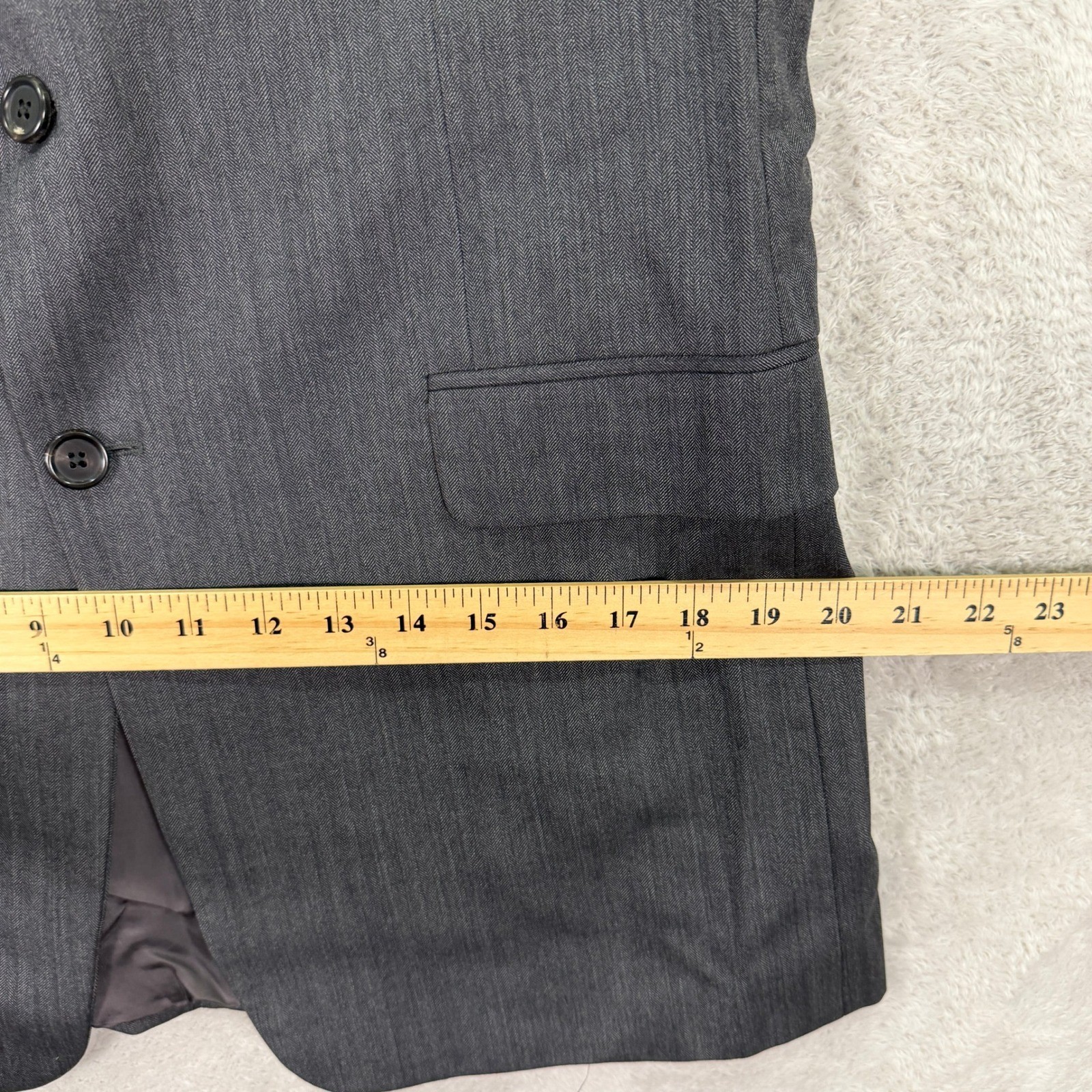 Hickey Freeman Men 40XL Slim Fit Madison Suit Grey Herringbone Wool 34×32 USA