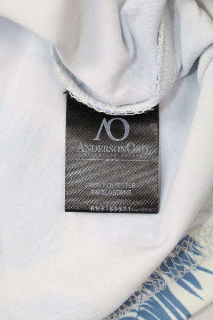 Anderson Ord Canal Polo Creme / Laguna Blue Size M Floral Wick Quick Dry Stretch