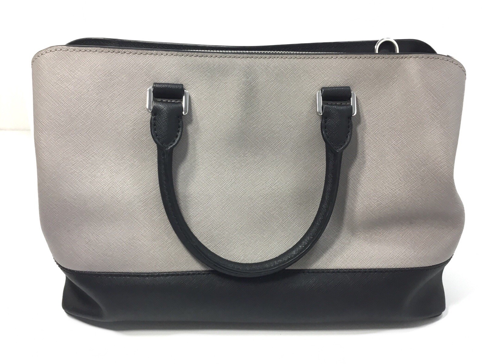 MICHAEL Michael Kors Savannah Large Satchel (Pearl Grey/Black) 30F7SS7S3T-PGBLK