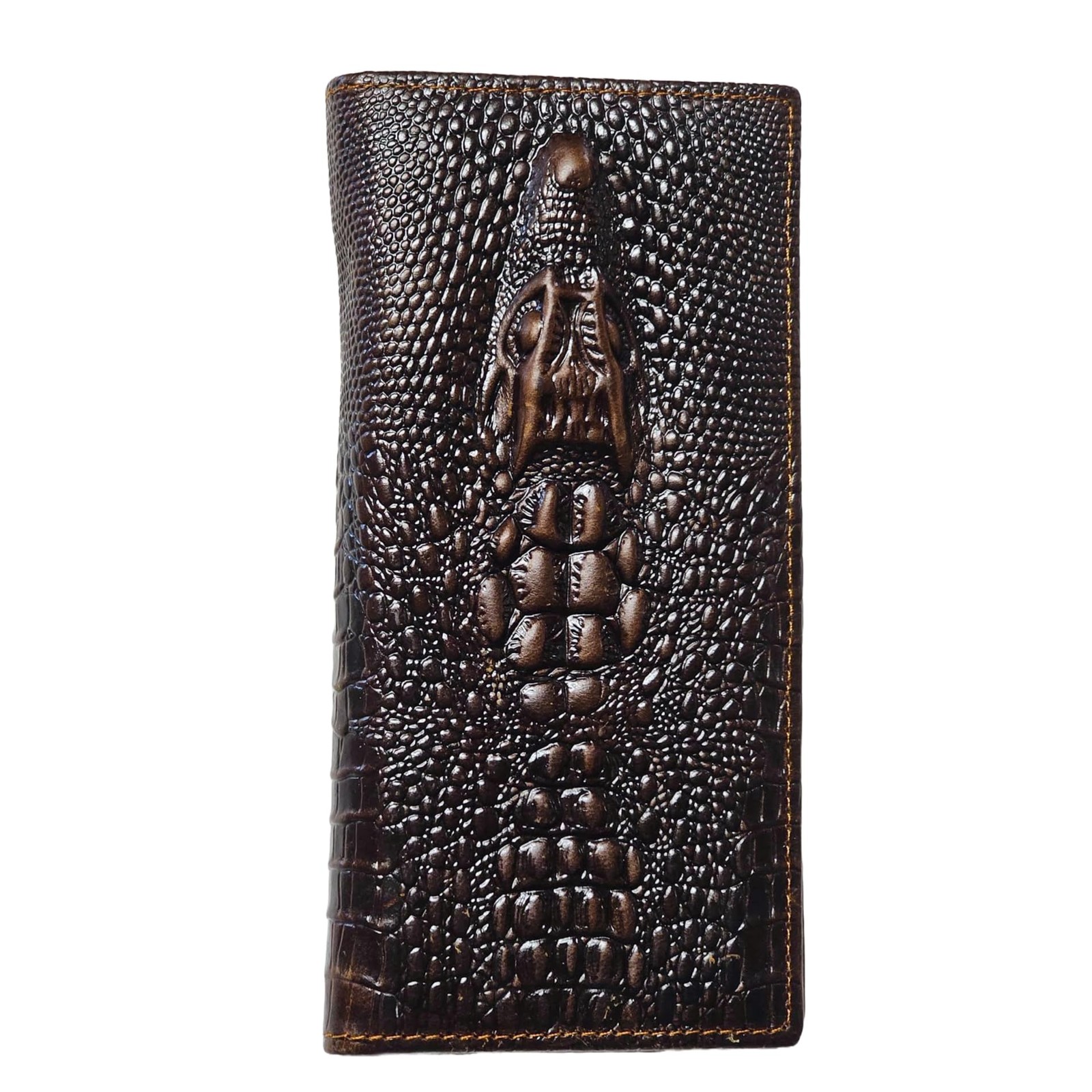 AurexaFashion Genuine 7.48 x 3.54 x 0.71 in, Crocodile Head- Coffee B2