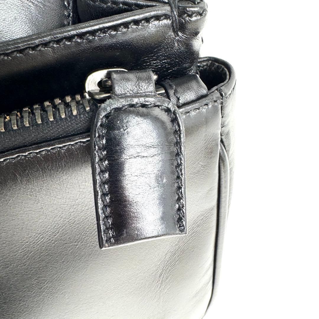 PRADA Black Leather Briefcase Business Bag Handbag Italy Office Laptop NERO