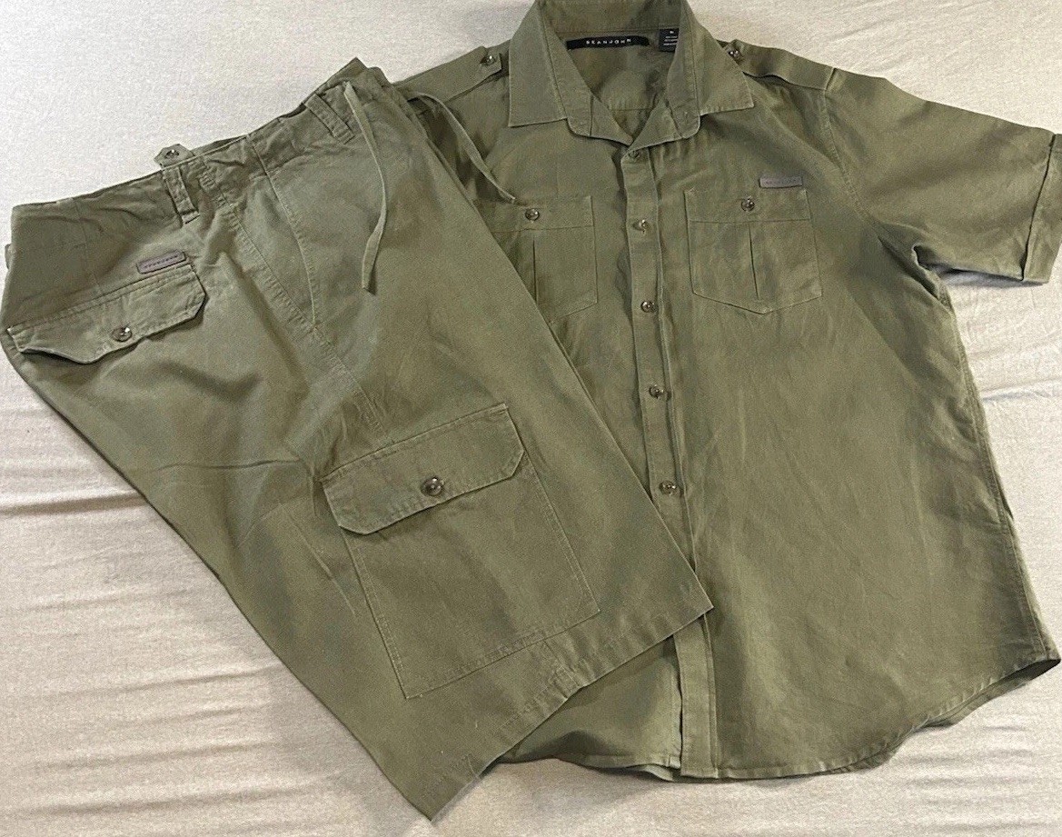 US Mil/ Army OD Grn/ XL L, & Size 38 Waist Short Set: Men’s/52%Linen48%Cotton