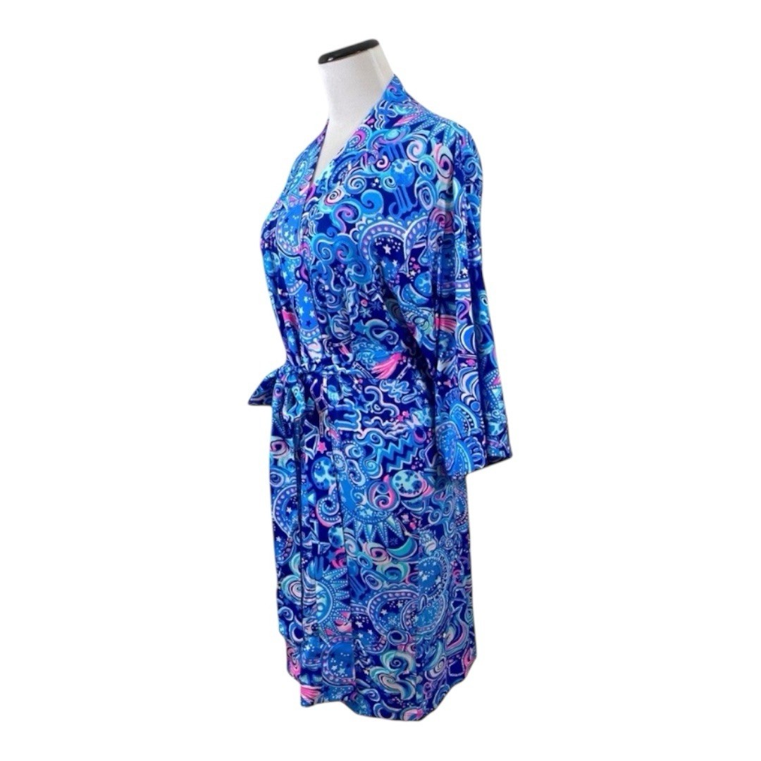 Lilly Pulitzer Lina Robe Sz S/M Lapis Lazulu Kosmic Kismet Jersey Knit