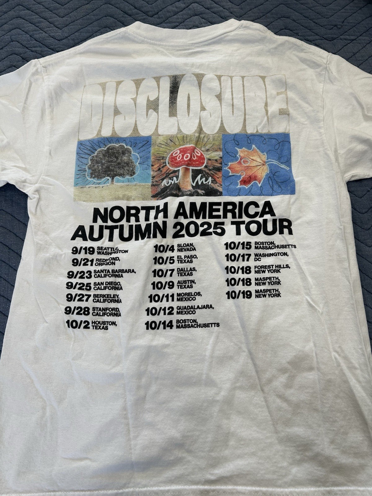 Disclosure North America Autumn 2025 Tour White Double-Sided Graphic Tee Men’s M