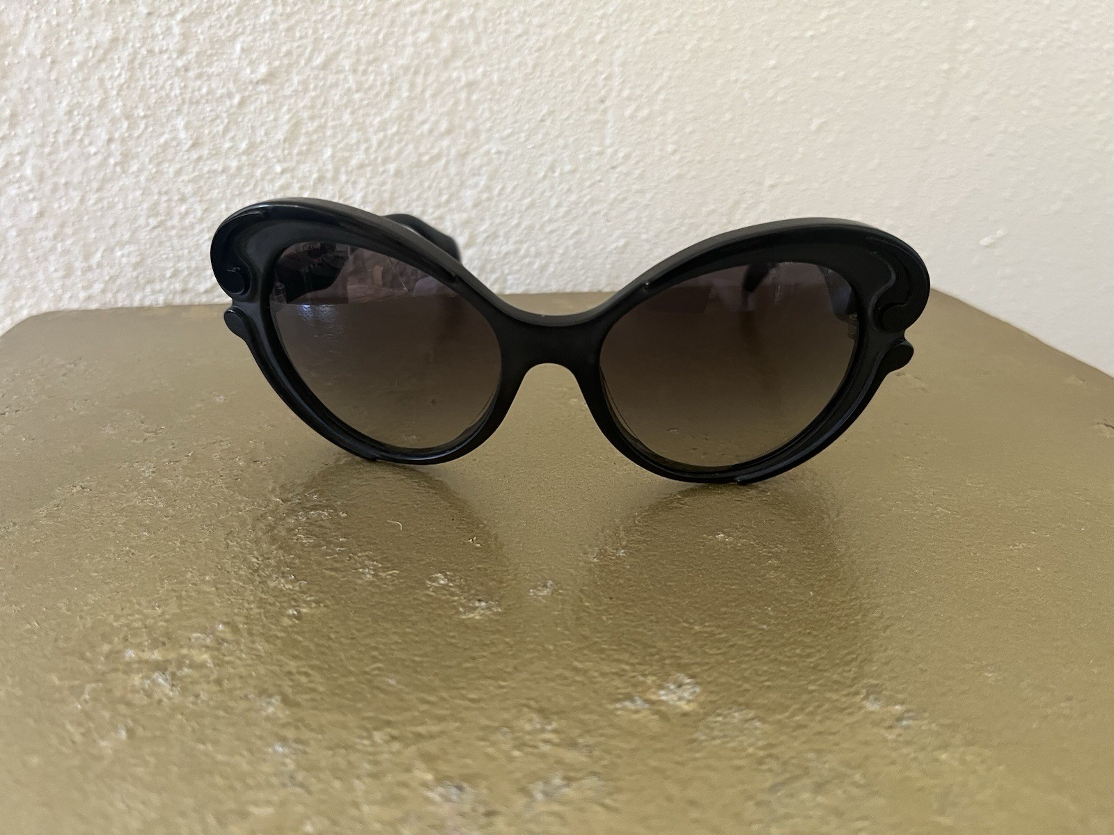 Prada Baroque Cat Eye Sunglasses Black SPR 28N 56-19-140