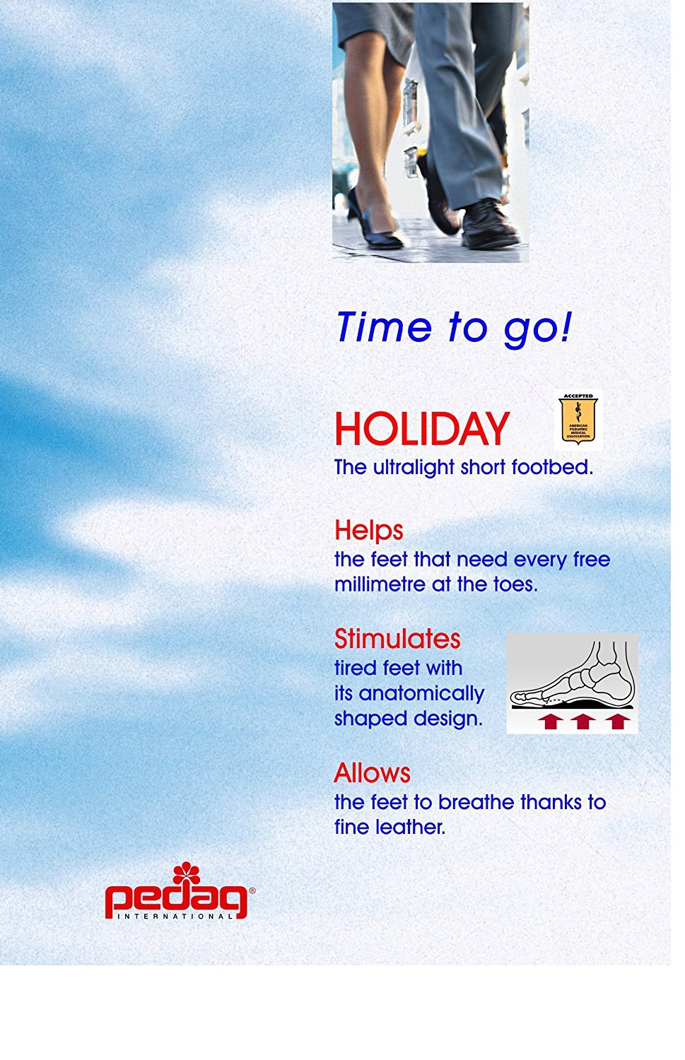 Pedag HOLIDAY Leather 3/4 Arch Support w/Met Pad Insole