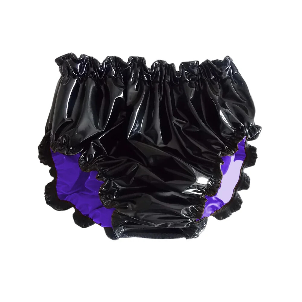 PVC Leather Panties Sexy Women Splicing Briefs Nightclub Waterproof Underwear