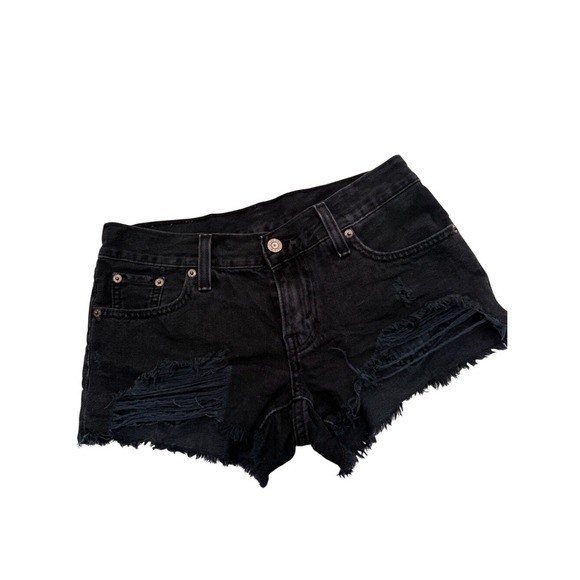 Levi’s Black Distressed Denim Shorts