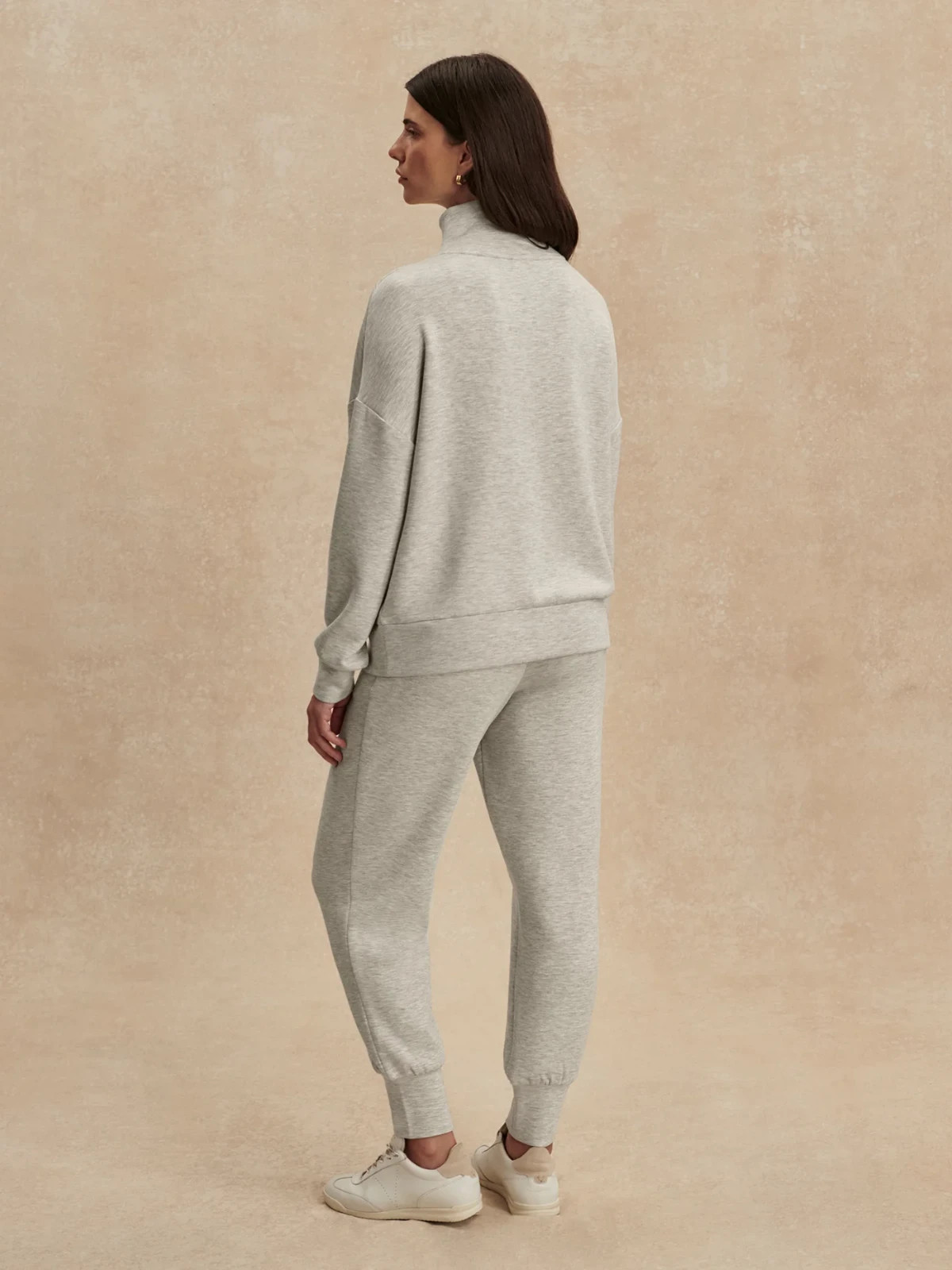 Varley Hawley Half-Zip Sweat in Light Grey Marl, Size X-Small