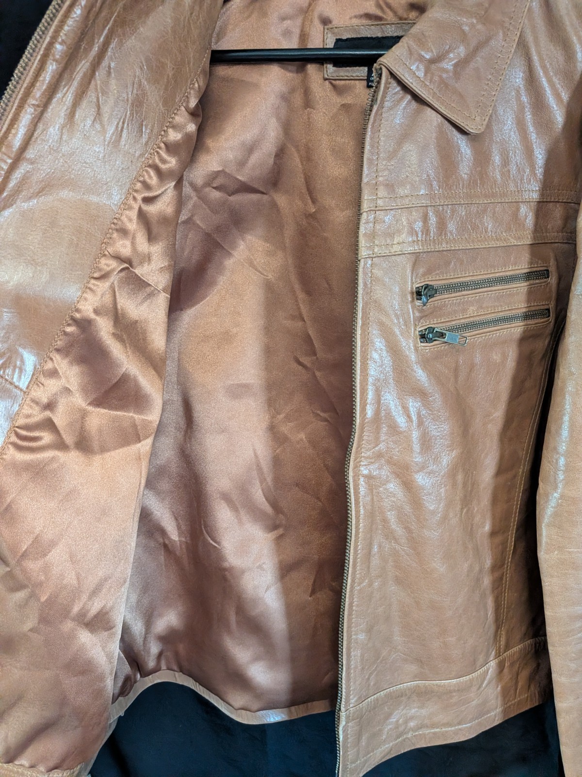 NWT Tanners Avenue 100% Genuine Leather Jacket Men’s XL In Cognac Color