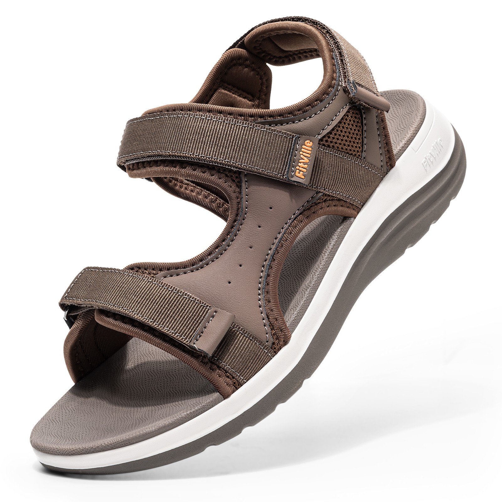 FitVille Women Wide Casual Sandals Strappy Flat Sandals Arch Support Ankle Strap