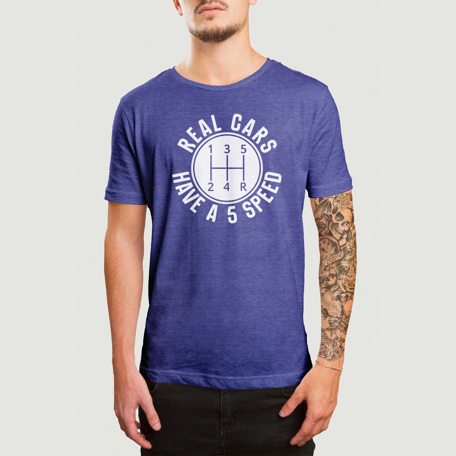 Real Cars Have A 5 Speed T-Shirt, Automotive Graphic Tee, Stick Shift, Manual