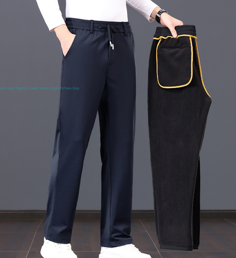 Winter Men Fleece Lined Joggers Pants Workout Warm Trousers Casual Straight Pant