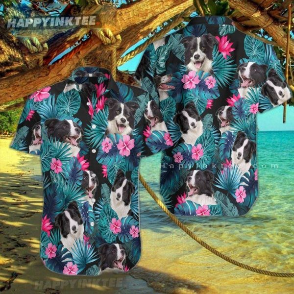 Tropical Border Collie Hawaiian Shirt