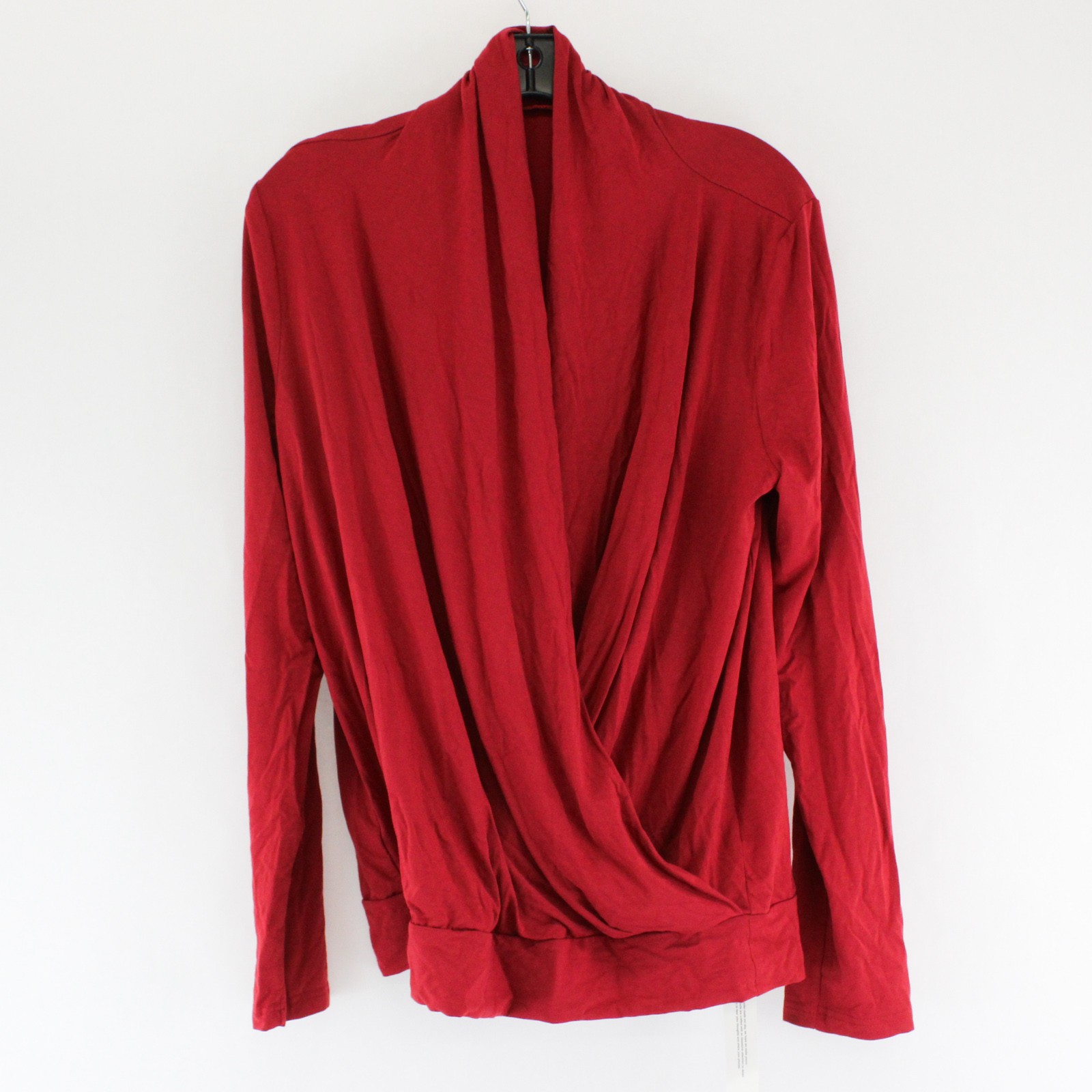 NWT Lyaner Red Long-Sleeved Faux Wrap Shirt Women’s Large