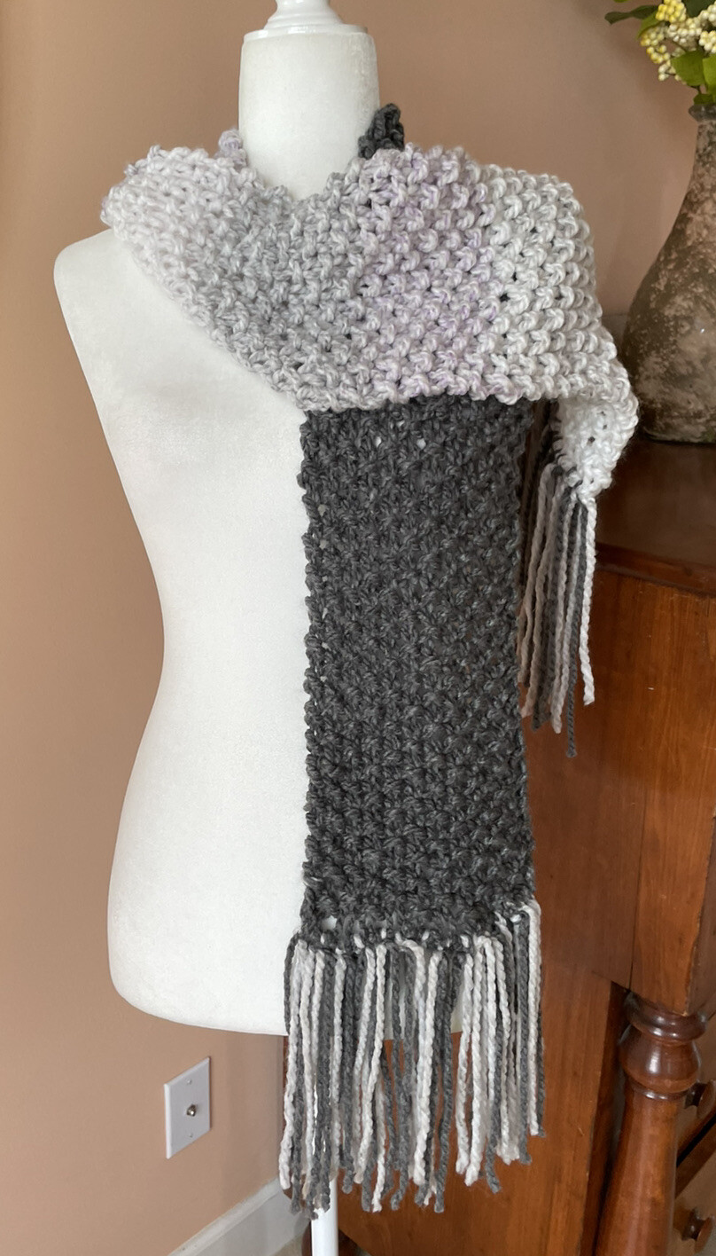 One of a Kind Acrylic Wool Blend Hand Knit Fringed Winlar Scarf NEW