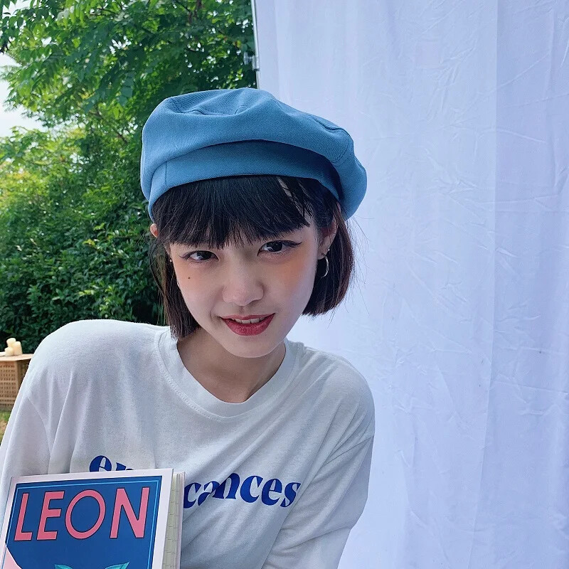 Cotton Berets Solid Vintage French Octagonal Forward Peaked Hats Painter Hat