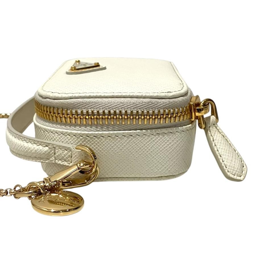 PRADA Bag: Saffiano Triangle 2WAY Shoulder Bag 1NR025 White W11H6D4cm;
