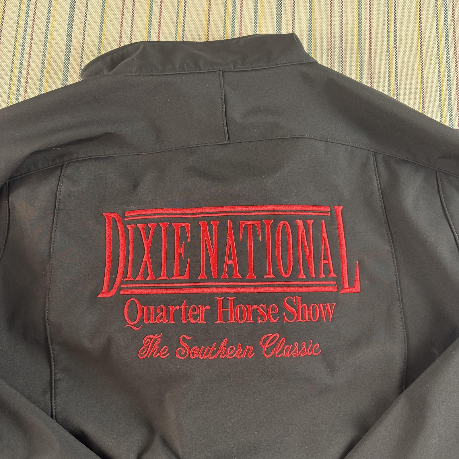 Dixie National Quarter Horse Show Jacket Womens Small Black Soft Shell Sponsor