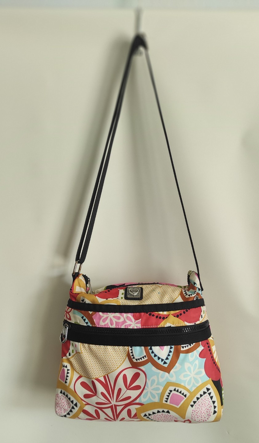 Brighton Pink Mod Retro Printed Fabric Shoulder Bag Lightweight, W 11″,H 9″,D 4″
