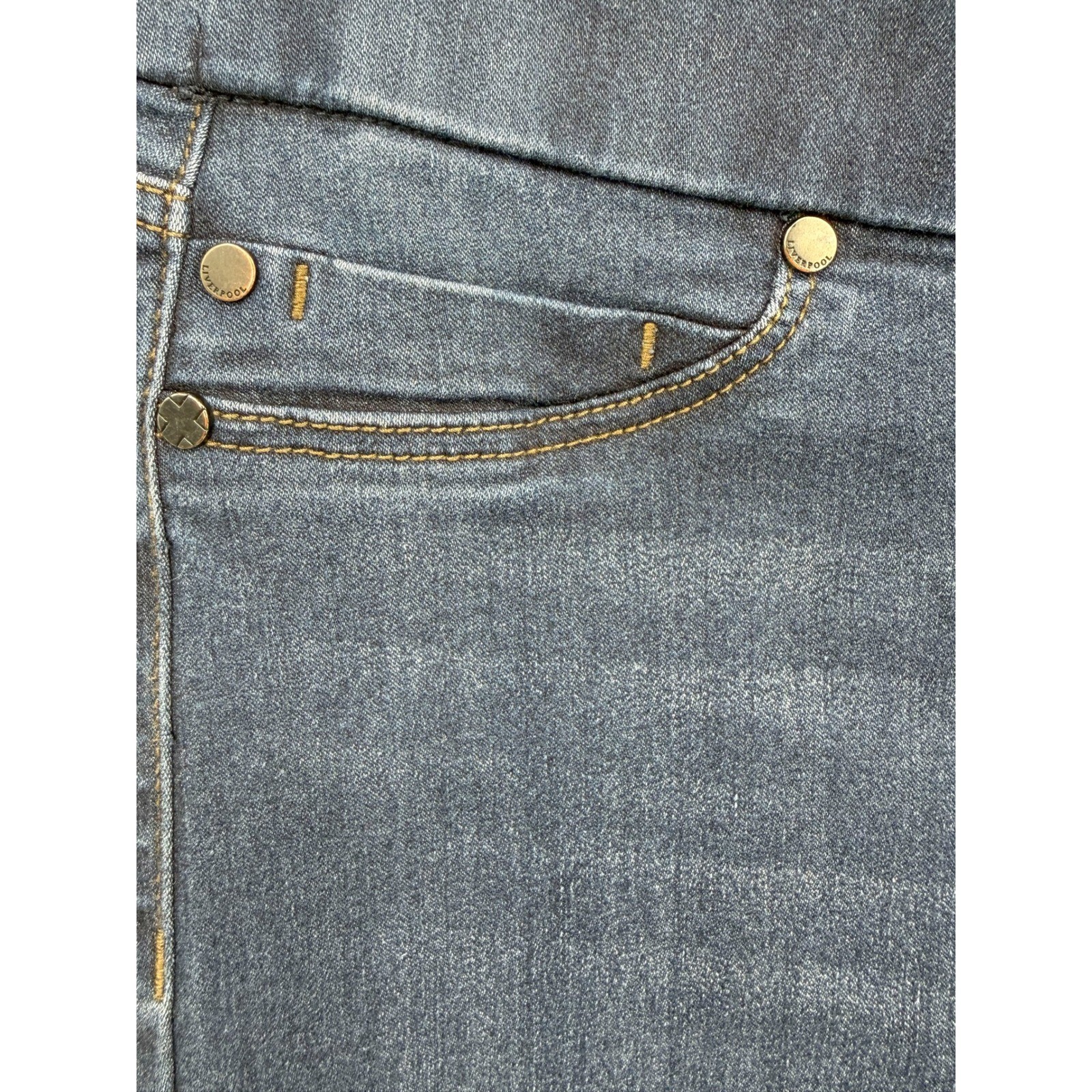 Liverpool Jeans Women 8/29 Blue The Straight Pull-On Mid-Rise Dark Wash Denim
