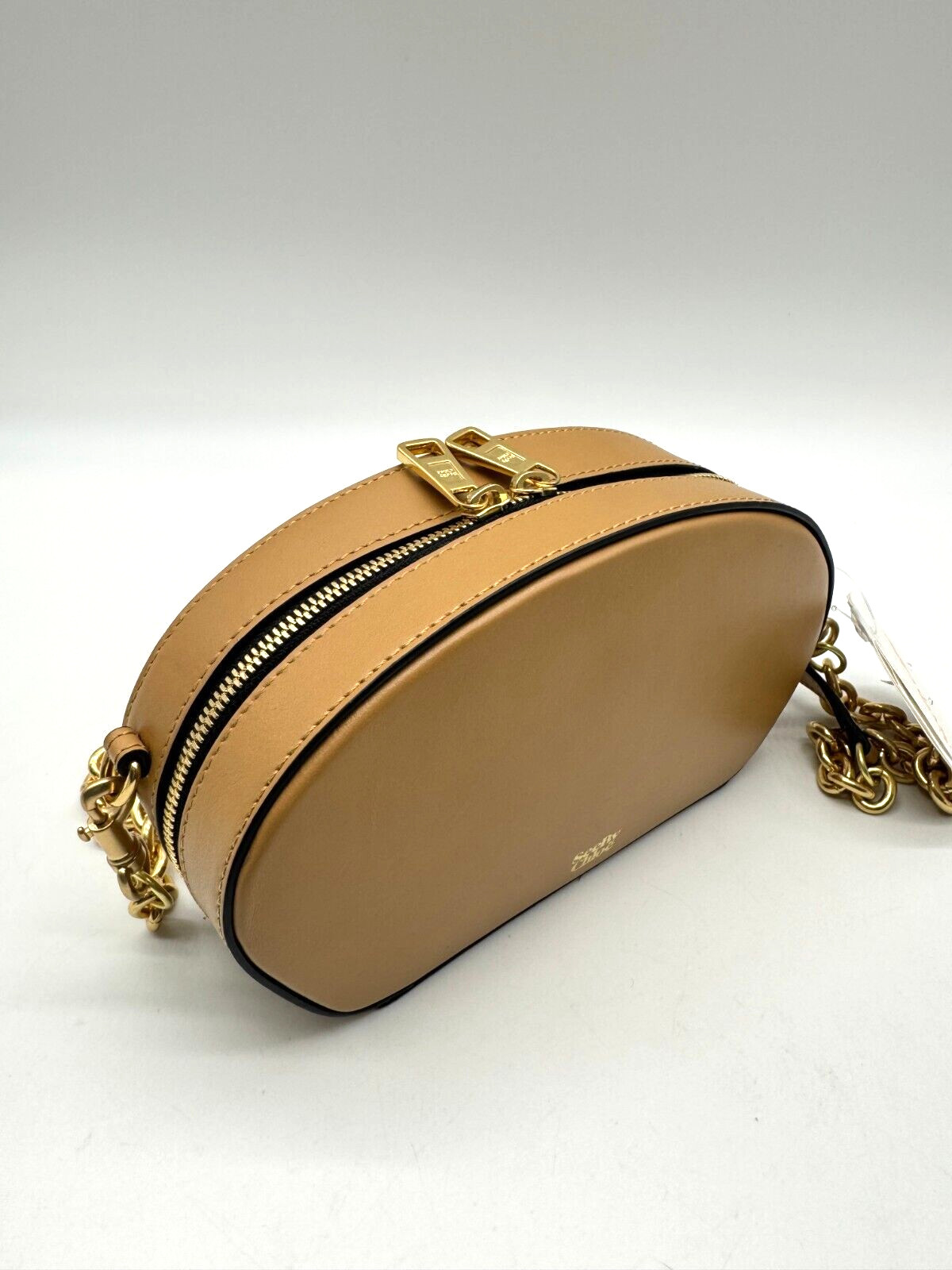 SEE BY CHLOE smooth leather shell chain strap women’s crossbody in Beige / Tan