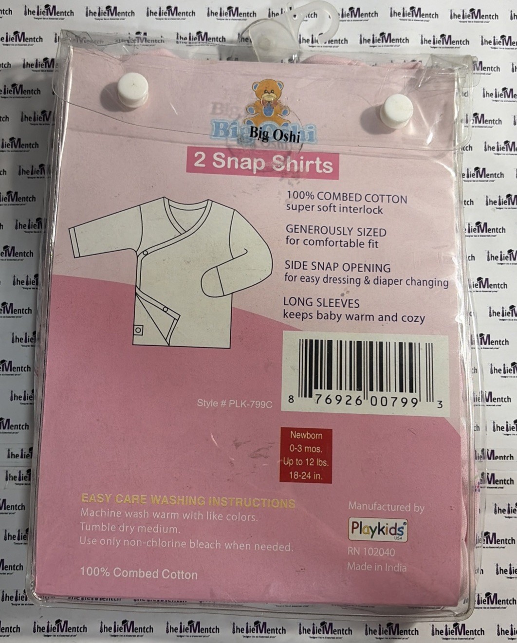 BIG OSHI 100% Combed Cotton Pink 2-Pack Snap Shirts 0-3 Months Baby BRAND NEW