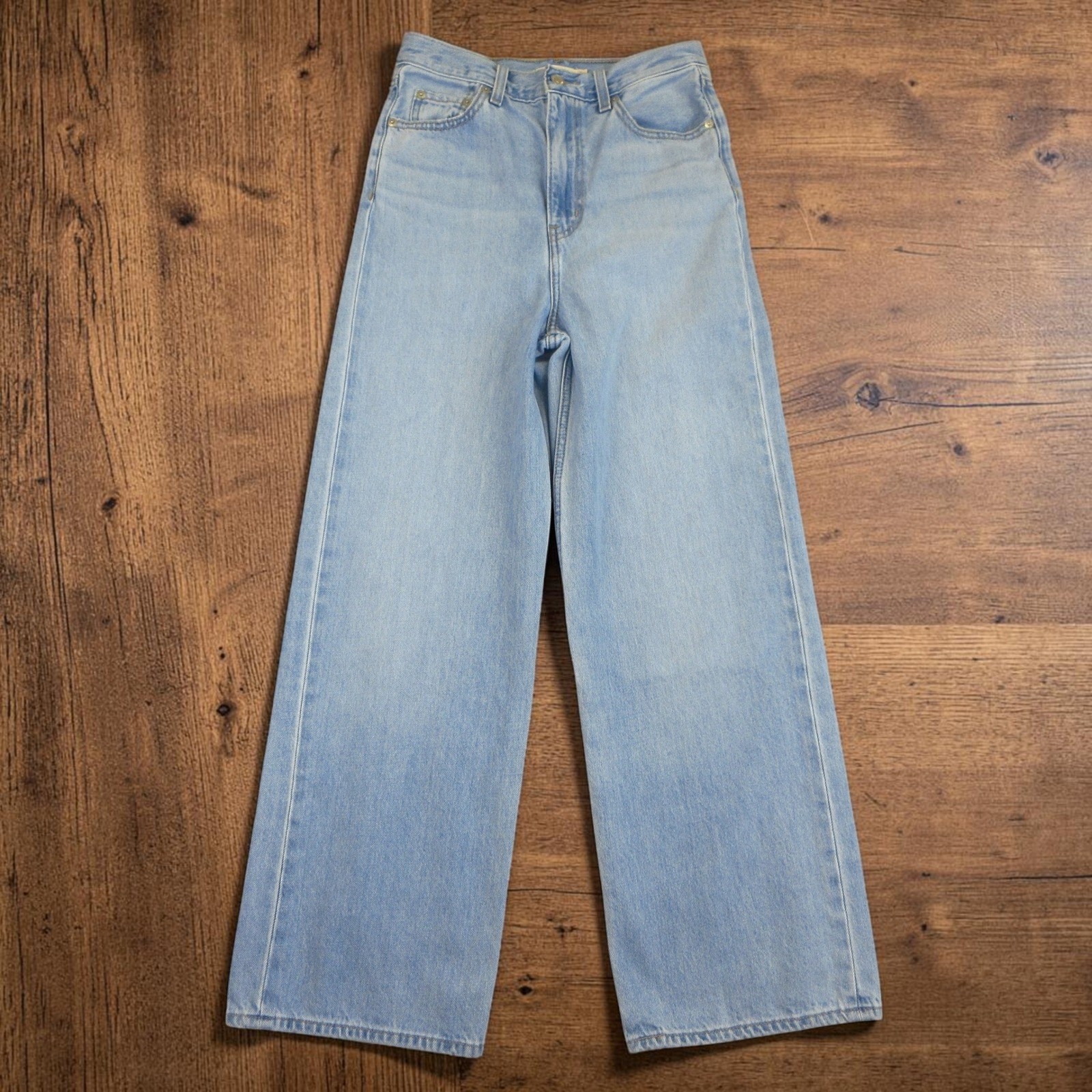 Levi’s Premium High Loose Jeans Women 26 Light Blue Wide Leg Cotton Hemp Blend