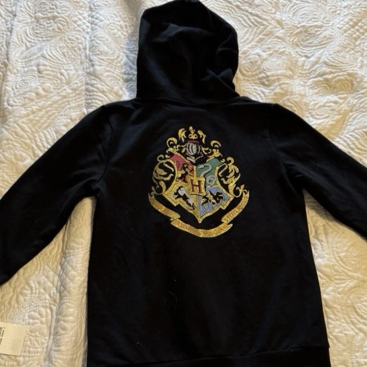Harry Potter Hermione Gryffindor Hoodie Girls S 6/6X Black Pullover NWT