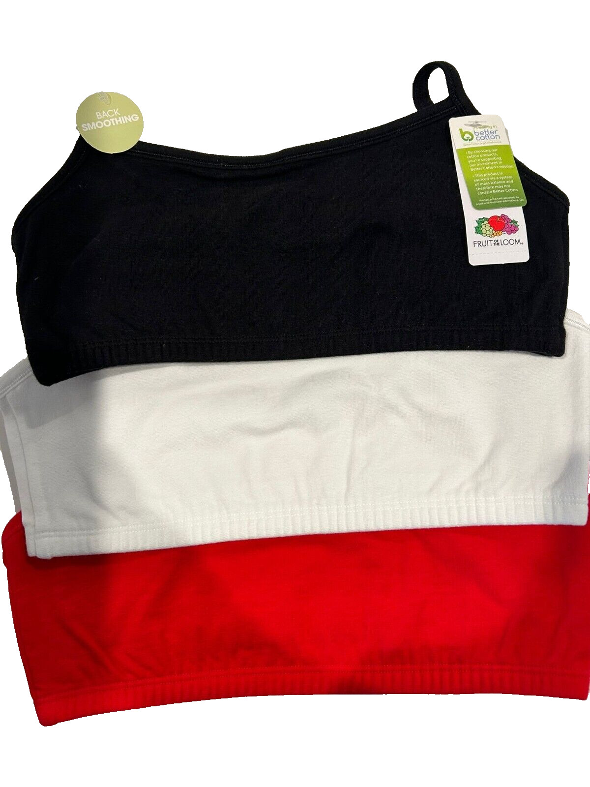 Fruit of The Loom Women’s Spaghetti Strap Cotton Pull Over 3 Pack Sports Bra Red